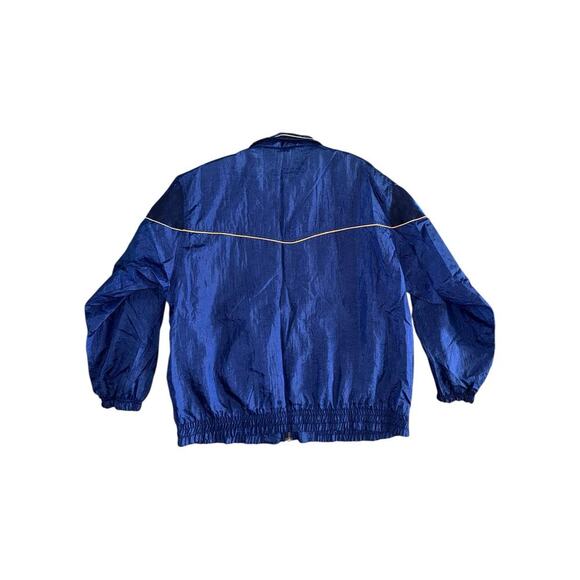Vintage Active Frontier Metallic Windbreaker Jacket Large Blue Quilted 80s Retro - Picture 2 of 6